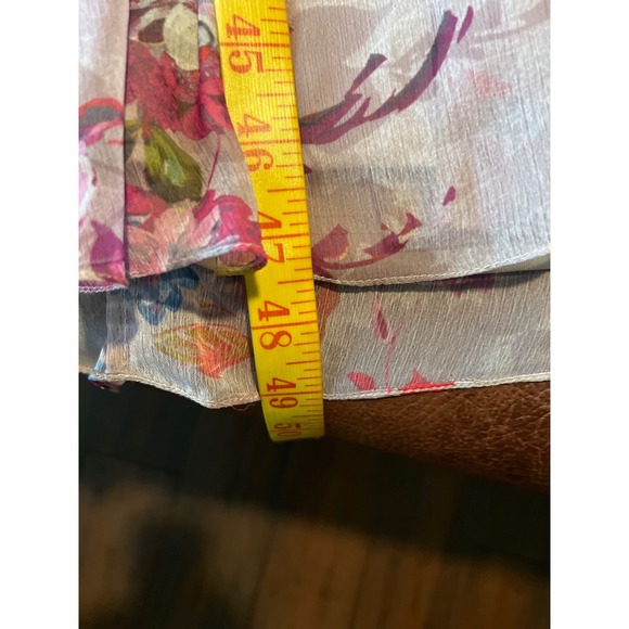 Mac Duggal Floral Beaded Sequin Chiffon Midi Dress Mauve Multi Womens Size 14 - Picture 7 of 12